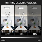 OKELI 5-Light Pendants Light for Kitchen Island Dining Room, 6000K Bubble Crystal Modern LED Kitchen Hanging Lights, 30W Chrome Pendant Lighting Fixture, Round