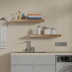 IAE Floating Wall Shelves 16 inch,Bathroom Shelves Wall Mounted,Invisible Shelves Floating Kitchen Shelves,Wooden Wall Shelves with Brackets for Living Room Wall Mounted,Easy Install,Set of 2,Natural