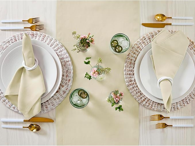 Solino Home Linen Table Runner 90 Inches Long - 100% Pure Linen Birch Table Runner 14 x 90 Inch for Fall, Autumn, Thanksgiving - Fete