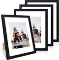 11x14 Picture Frame Set of 4, 11 x 14 Wood Photo Frames with Mat for 8x10, Wooden Frame with Real Glass Cover for Wall and Tabletop Display,Black