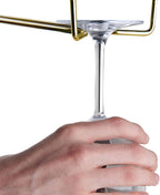 TrueCraftware- 16-Inch Wine Glass Rack Brass Finish Set of 2- Stemware Rack Wire Hanging Rack Under Cabinet Wine Glass Stemware Holder Glass Storage Hanger Organizer for Kitchen and Bar