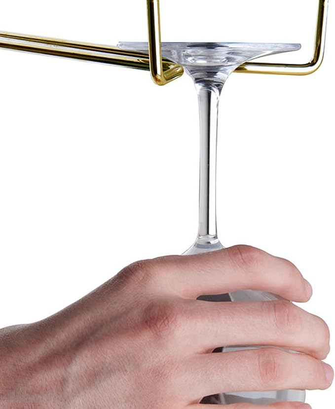 TrueCraftware- 24-Inch Wine Glass Rack Brass Finish Set of 2- Stemware Rack Wire Hanging Rack Under Cabinet Wine Glass Stemware Holder Glass Storage Hanger Organizer for Kitchen and Bar