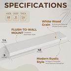 48 inch Floating Shelves for Wall Large Wall Mounted Shelves with Invisible Brackets, White Long Shelves for Bathroom, Living Room, Kitchen, Office, 48x9.1 inch deep Set of 2