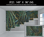 Dark Tropical Palm Leaf Wallpaper Mural Oil Painting Style Abstract Leaves Wall Mural (Not Peel and Stick)