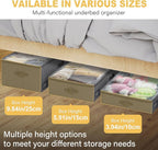 4-Inch Under Bed Storage Containers, Low Profile UnderBed Storage Organizer, Under Crib/Couch Storage Box for Seasonal Clothing, Sweaters, Shoes, Blankets, Wrapping Paper, Sheets & Toys 33"L×17"W×4"H