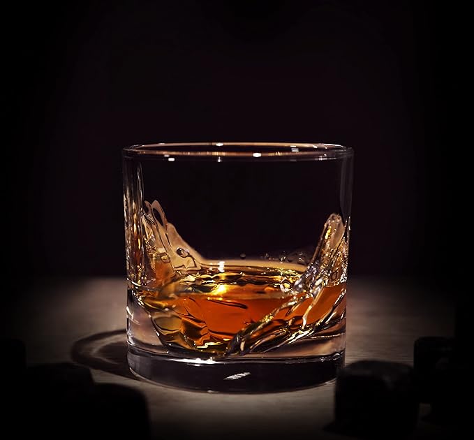 Grand Canyon Heavy Crystal Whiskey Glasses Gift Set of 2, Thick Freezable Bourbon Glass 1lb Each, Premium Whiskey Gifts for Men, Frozen Crystal Chills Cocktails, 10 oz