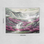 Japanese Tapestry, Red Plum Blossom Mountain, Nature Landscape, Bedroom Living Room Decor, 40"x30"