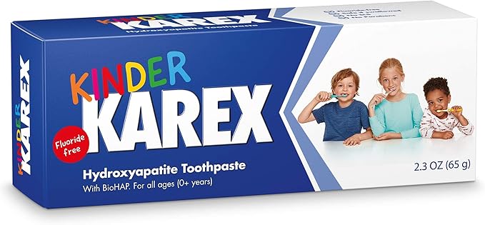 Kinder Karex Hydroxyapatite Kids Toddler Toothpaste I Fluoride Free I Clinically Tested I 2.3 oz