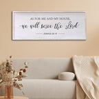As for Me and My House We Will Serve the Lord Wall Decor - 32" x 12" Large Rustic Family Living Room Wood Framed Home Sign Joshua 24 15 Christian Bible Verse Plaque Hanging Wall Art(White)