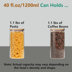 Round Glass Jars Canister with Wood Lid 40 FL OZ [Set of 3], Container Jar with Sealing, Lids for Oat Pasta Flour Cereal Rice Sugar Tea Coffee Beans, Best for Kitchen & Pantry