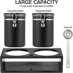 Yangbaga Ground Coffee Storage Container with Shelf, 2×63OZ 304 Stainless Steel Coffee and Sugar Container,Airtight Coffee Canisters with Scoop, Food Storage Jars for Kitchen,Nuts,Tea,Sugar