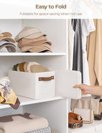 StorageWorks Narrow Storage Bins, Small Basket for Closet and Shelves, Rectangular Fabric Organizer with Handles, Toilet Paper Storage, Beige, 2-Pack