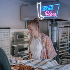 Order Here Neon Sign Led letters Sign Dimmable Order Neon Light for Wall Decor Larger Order Here Light Up Sign for Restaurant Shop Bar Business Neon Decor(16.1 * 12.6 In)