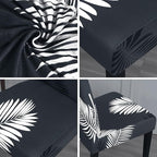 JQinHome Pattern Chair Covers for Dining Room Set of 4, High Stretch Removable Washable Parsons Chair Slipcover for Home Party Hotel Wedding Ceremony (Plume Black,4PCS)