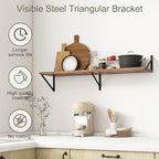 Fun Memories 40 Inch Floating Shelves, 10 Inch Deep Wall Shelf, 40 x 10 Floating Shelf Set of 2, Wood Floating Shelf Wall Mounted, Large Kitchen Living Room Bedroom Storage Shelves, Rustic Brown