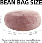 Bean Bag Chair 6Ft, Memory Foam Filled, Large Beanbag Chairs for Adults and Teens, Soft Sofa with Removable Flannel Cover, Round Couch for Living Room Bedroom College Dorm (Pink, 6FT-67×67"×24")