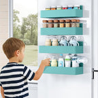 Magnetic Spice Rack for Refrigerator, Kitchen Organizer and Storage Shelf, Blue (4 Pack)…