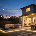 Outdoor Safety String Lights 50FT - 24V 20W Commercial Grade Low Voltage Strand with 20 S14 Shatterproof Bulbs for Tree Garden Yard | Warm Yellow 3500K Party Lights | IP65 Waterproof | UL Listed