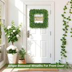 Artgar 20Inch Boxwood Wreath, Spring Wreaths for Front Door, Realistic Green Square Boxwood Wreath for Year-Round Decor, Artificial Summer Wreaths for Wedding Farmhouse Indoor/Outdoor Porch Decor