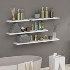SAUMONIERES Floating Shelves 8 Inch Deep Solid Wood Wide Wall Shelf Set of 2 Wall Mounted for Bedroom Bathroom Living Room Kitchen, 24 Inch White