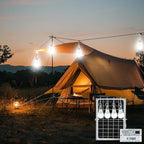 Solar Powered Indoor & Outdoor Pendant Lights with 4 LED Bulbs, Each 5m Cord, Waterproof, 6000mAh Battery for Yards, Gardens, Patios, Camping, RVs & Sheds