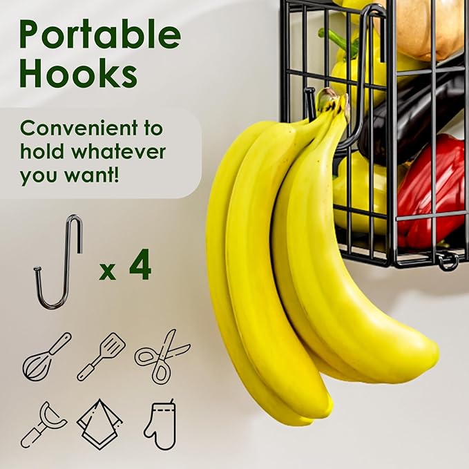 2 Set Magnetic Shelf for Fridge, Potato & Onion Storage Bins, Magnetic Fruit Basket for Refrigerator Pantry Kitchen Counter Laundry, Magnetic Fridge Organizer Spice Snacks Magnet Fridge Shelf