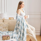 EMME Checkered Cotton Blanket Twin Large 60"x80" 100% Muslin for Couch Breathable Cooling Gauze All Season Soft and Lightweight (Teal)