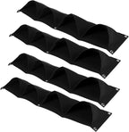Atyhao Vertical Hanging Outdoor Wall Planter 4Pcs 4 Pocket Plant Grow Bag Wall Mounted Reusable Degradable Felt Garden Planter Herbs, Succulents Artificial Pl or Flowers. (Black)