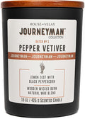 Journeyman Collection Candle, 15oz, Wooden Wick, Pepper Vetiver, Large Painted Jar