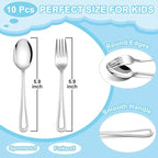E-far 10-Piece Toddler Utensils, Kid Stainless Steel Silverware Set, Children Safe Forks and Spoons Set for Self Feeding, Healthy & Non-Toxic, Mirror Polished & Easy to Clean