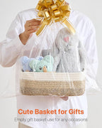 KALLAX Small Woven Basket, 12 x 8 x 4.5 Inches, Storage Basket for Organizing, Cute Small Rope Shelf Closet Cube Storage Bins Baskets for Shelves, Dog Toy Gift Baskets Empty, 3 Pack Gradient Brown