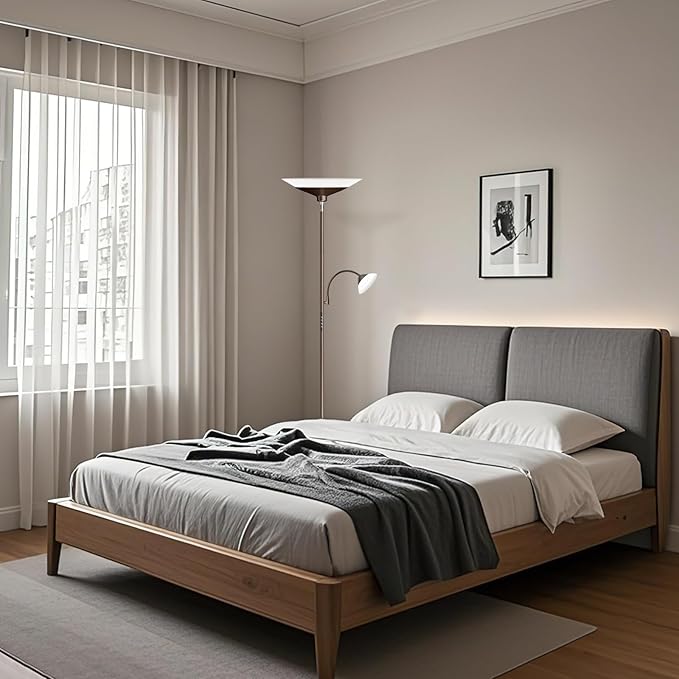 Brown Torchiere LED Floor Lamp - 72" Rotating Standing Lamp with Remote, 34W Dimmable Floor Light with Color Changing, Tall Bright Corner Lamp for Reading Living Room Bedroom Office