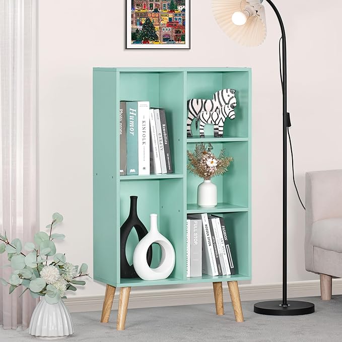 LEYAOYAO 5 Cube Bookshelf 3-Tier - Mint Green