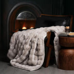 EVERGRACE Ultra Soft Luxury Fluffy Ridgeline Faux Rabbit Fur Throw Blanket, Thick Warm Bubble Throw for Bed, Cozy Plush Reversible Blankets for Couch, Chair, Sofa, Taupe, 50x60 Inches, 870 GSM
