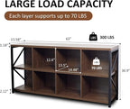 8 Cube Storage Organizer Bookshelf - Industrial Brown Walnut 63"