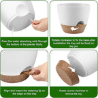 Plant Pots 10/9/8/7.5/7 Inch Self Watering Pots, Set of 5 Plastic Planters with Drainage Holes and Saucers,Plastic Flower Pots,Nursery Planting Pot for Indoor Out Door Plants（White）