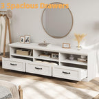 IDEALHOUSE 70in TV Stand for TVs up to 80", Mid Century Modern Entertainment Center with Storage Drawer and Open Shelves, TV Console Media Cabinet for Living Room, Bedroom, Antique White