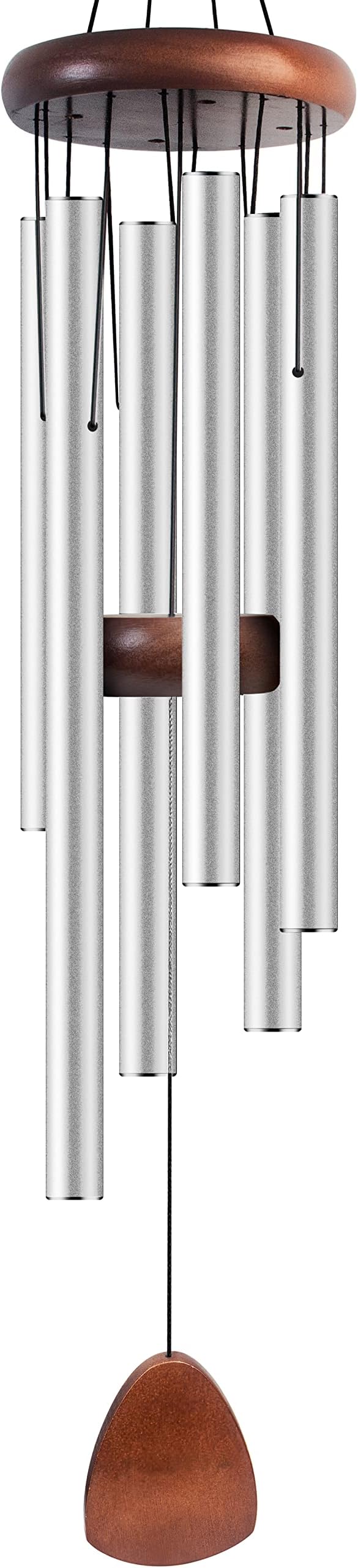 Large Aluminium Wind Chimes 37 Inches to Create a Zen Atmosphere Suitable for Outdoor, Garden, Patio Decoration. Classic Wind Chimes with Wind Catcher Suitable as A Gift for Unisex(Silver)