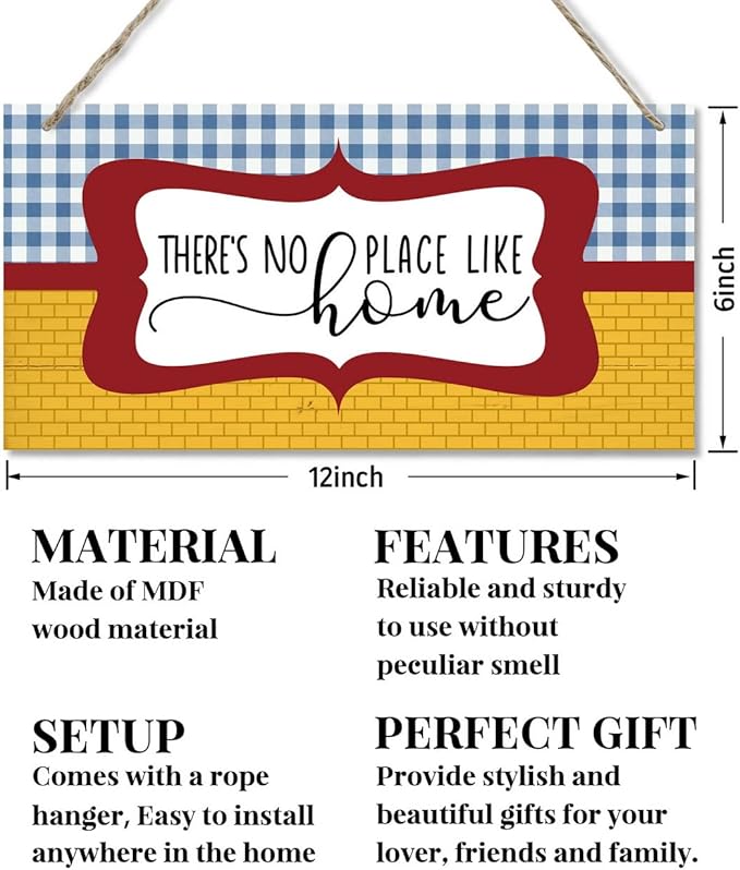 EDCTO Decorative Sign, Rustic Home Wall Art, 12 x 6 Inches, MDF Wood, Hanging Mount