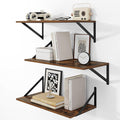 Heimlove 24" W x 12" D Wall Shelves for Books, 12 Inch Deep Floating Shelves Set of 3, Wide Floating Bookshelf with Metal Bracket for Living Room, Kitchen, Office, Bedroom and Decor - Rustic Brown