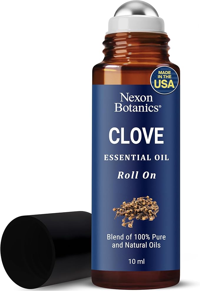 Clove Essential Oil Roll On 10 ml - Pre-Diluted Roller for Skin, Teeth & Aromatherapy - Ready to Use - Made from Pure Natural Oils - Nexon Botanics