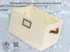 StorageWorks Storage Baskets for Shelves, Foldable Fabric Closet Storage Bins with PU Handles, Fabric Storage Bins Clothes Organizer, Ivory White, 3-Pack, Extra Large