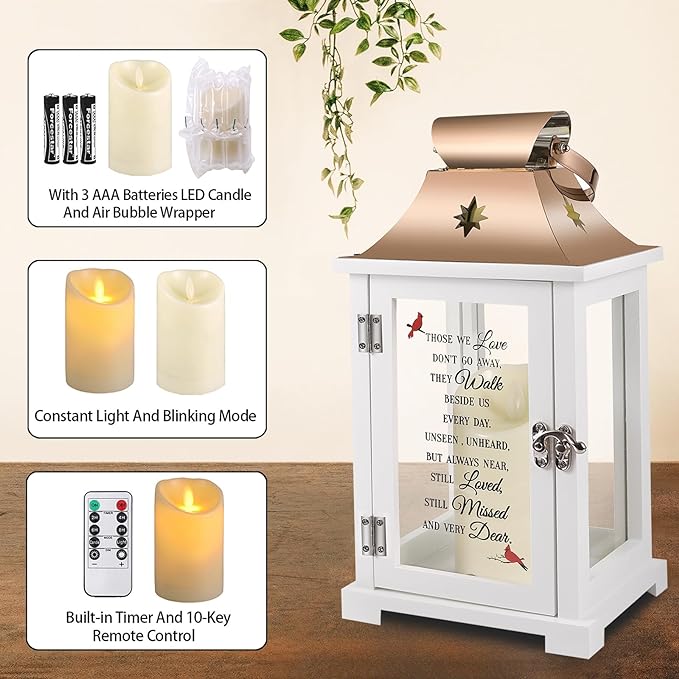 Memorial Lantern, Sympathy Gifts for Loss of Mom/Dad/Loved One, Bereavement Gifts, in Memory of Loved One Lantern,Celebration of Life, Memorial Gifts, Funeral Lantern,Those WE Love Don't GO Away