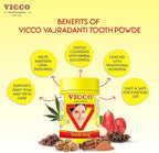 Vicco Vajradanti Herbal Tooth Powder, Classic Ayurvedic Blend with 18 Herbs & Barks, 3.53 oz (Pack of 3)