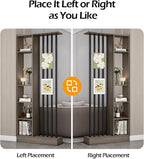 Wall Room Divider, Storage Cabinet Storage Display with Shelves, Modern Freestanding Wood Room Divider Screen, Wall Privacy Screens for Home Decorative (Grey Oak+Black,39.5" L x 9.5" W x 79.5" H)