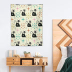 ICMOLYYENLO Abstract Cat Tapestry, Medieval Abstract Atomic Star Cat Vintage Home Wall Hanging Art Tapestry for Bedroom Living Room Dormitory 50x60 Inch