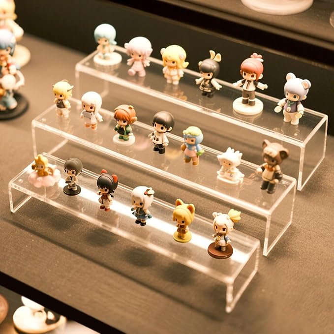Acrylic Display Risers,12'' Large Display Stands, Thickened to 0.2''(5mm) Stackable Acrylic Shelves for Perfume Display, Clear Risers for Cupcake Stand,Pop Figurines,Tumbler,Food (Clear, 6PCS)