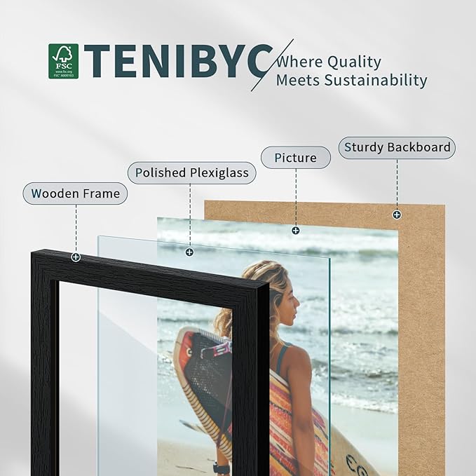 20x30 Poster Frame Set - 3 Pack, Textured Black Solid Wood Picture Frame, Wall Gallery Frame - Wall Hanging