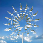 Unique and Magical Metal Windmill, 2Pcs Wind Spinners, 3D Wind Powered Kinetic Sculpture, Stainless Steel Wind Spinners, Wind Mill for Yard and Garden (2PCS-Silver)