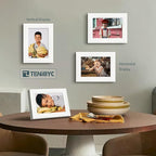 5x7 Picture Frame 3 Pack - White Woodgrain, Solid Wood & HD Tempered Glass, Table Display or Wall Hanging